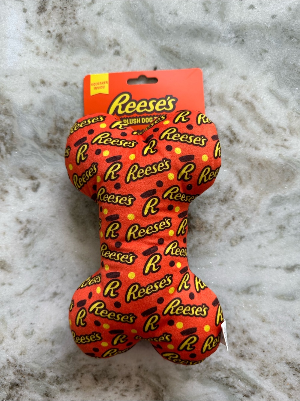 Reese's Orange Plush Dog Bone Toy